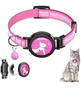 Airtag Cat Collar with Bells,2-in-1 Breakaway Buckle &amp; AirTag Holder, Reflective Kitten Collar wi...