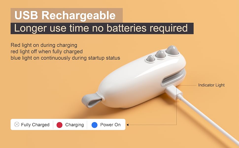 USB Rechargeable, Longer use time no batteries required