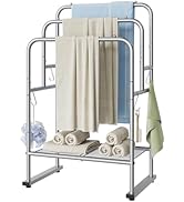 ELYKEN 40'' Tall Standing Towel Racks, 3 Tier Towel Drying Rack Outdoor, Pool Towel Stand Blanket...
