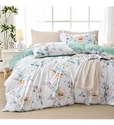 MUXHOMO Duvet Cover Queen Size, Reversible Floral Vintage Duvet Cover Set with Zipper Closure, 3 ...