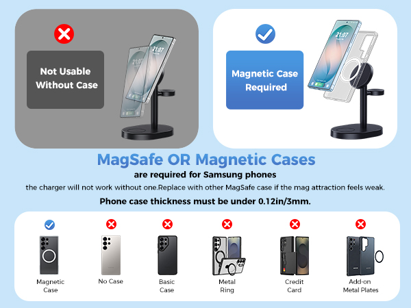 3 in 1 wireless charger samsung galaxy S26 Ultra S25 S24 flip 6 fold 5 watch earbuds classic stand
