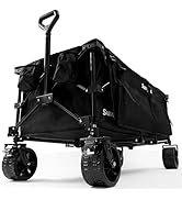 SUNNYFEEL 49''L 550lbs Heavy Duty Wagon Cart Foldable with Wheels,Extra Long Fold Up Wagons Carts...