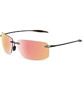 JULI Sports Sunglasses for Men Women Tr90 Rimless Frame for Running Fishing Golf Surf Driving MJ8009
