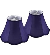 GOSO Set of 2 Small Blue Scalloped Lampshades,4"Top×8" Bottom× 6.4" High Spider Bell Mini Lamp Sh...