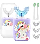 Geacker Kids Electric Toothbrush, U Shaped Toothbrush Kids Sonic Automatic Brush with Cup 5 Brush...