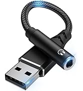 USB to 3.5mm Jack Audio Adapter,Aux to USB Adapter Built-in Chip External Stereo Sound Card TRRS ...