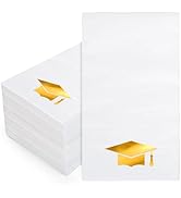 FYSUIMU 50 Pcs Grad Graduation Cap Guest Napkins Gold Foil Grad Hat Tassel Disposable Napkins Con...