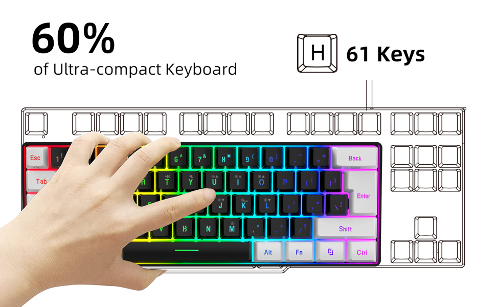 61 key small gaming keyboard