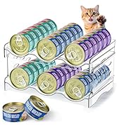 REFLYING Cat Food Can Organizer, 2-Layer Transparent Cat Food Storage Container Holds 36 (3.5oz) ...