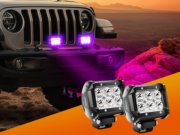4Inch LED Light Pods Purple Spot Beam Driving Decoration Neon Light Bar