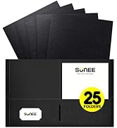 SUNEE Folders with Pockets(25/Pack, Black), 2 Pocket Folders Fit Letter Size Paper, Paper File Fo...