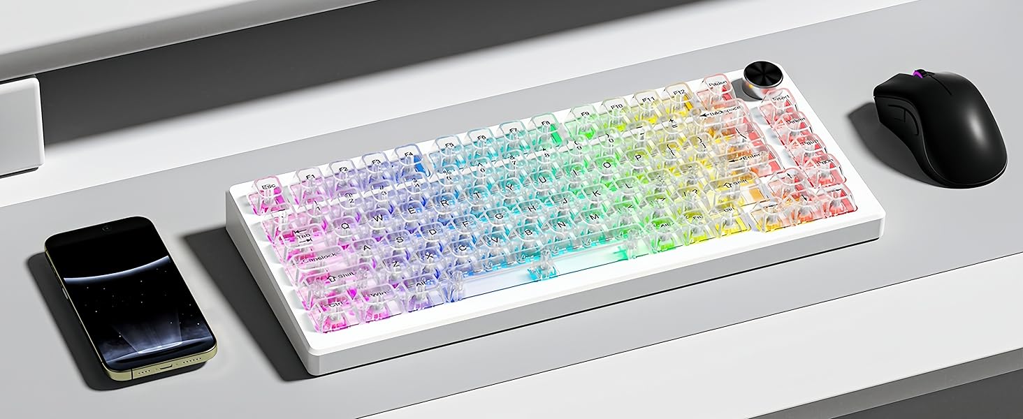 White Clear keycaps,Transparent keycaps,Ceramic Jelly Keycaps Set,Shine Through Key caps,MDA Profile