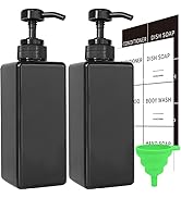 Black Soap Dispenser with Waterproof Labels, 16 oz Dish Soap Dispenser for Kitchen, Thickened Pla...