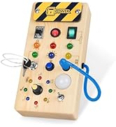 Montessori Wooden Busy Board with 8 LED Light switches, Sensory Toys Light Switch Travel Toys for...