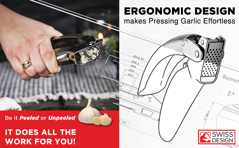 Kuhn Rikon Switzerland Epicurean Garlic Presser Stainless Steels Garlic Clove Heavy Duty