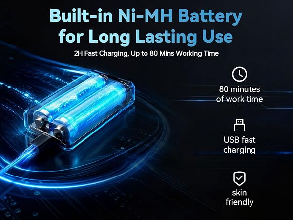 Built-in Ni-MH Batteryfor Long Lasting Use