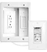 Legrand - OnQ In Wall TV Power Kit, TV Outlet Wall Kit Powers Multiple Devices, Cable Management ...