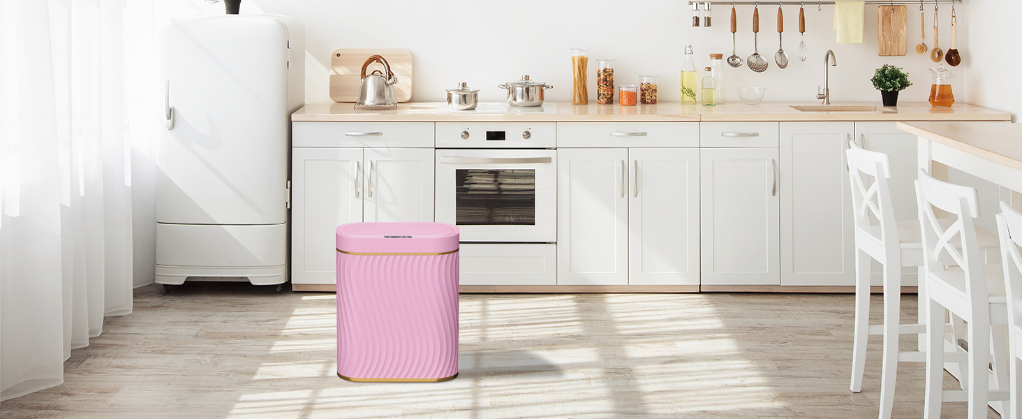 Pink Bathroom Trash can with Automatic Touchless Lid