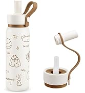 Augshark 24 oz Insulated Water Bottle with Straw &amp; Handle, Cute Double Wall Vacuum Stainless Stee...