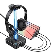 RGB Headphone Stand with USB Charger COZOO Desktop Gaming Headset Holder Hanger with 3 USB Charge...