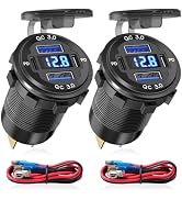 2PCS Depvko 12V USB Outlet, 78W 4 Port Aluminum Car Charger USB C Dual 30W PD &amp; Dual QC3.0 Car Ad...