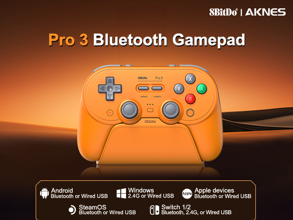 8BitDo Pro 3 Bluetooth Controller for Switch/Switch 2, TMR Joysticks,Hall/Tactile Triggers