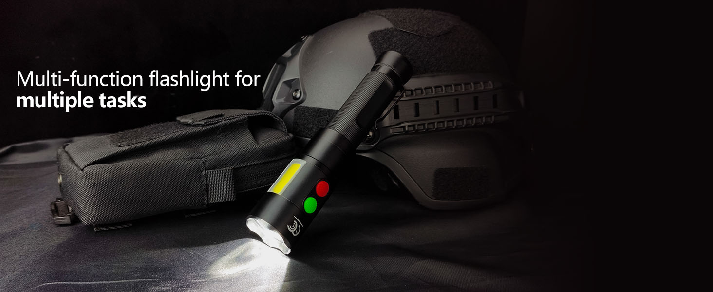 MML-2002 self defense flashlight rechargeable alarms USB C COB light