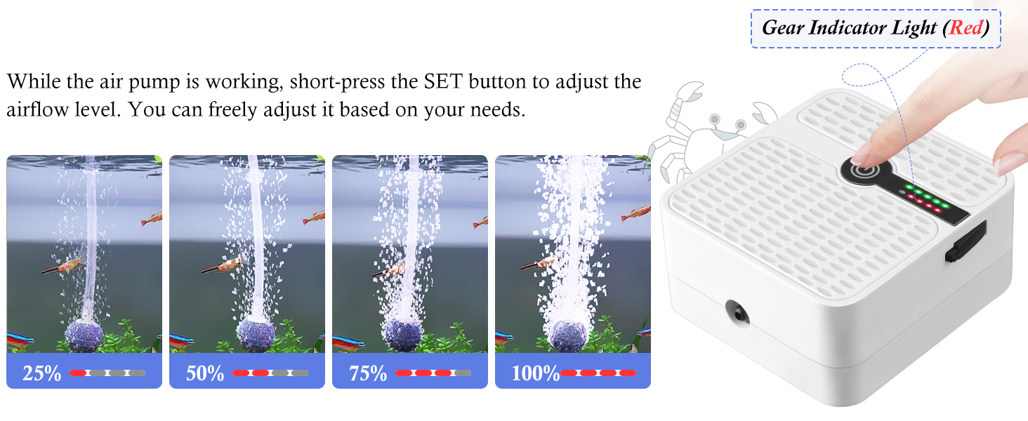 MB011-A+adjustable rechargeable aquarium oxygen pump-600