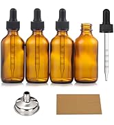 2 oz Dark Amber Glass Dropper Bottles with Measurement Dropper, 4 Pack- 60ml Thick Tincture Bottl...