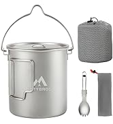 THTYBROS Titanium 750ml Pot with Titanium Spork, Ourdoor Solo Camping Mug, Hanging Cup Spork Kits