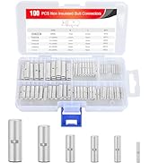Nilight 100PCS Non Insulated Butt Connectors Kit AWG 24-8 Uninsulated Crimp Butt Connectors Pure ...