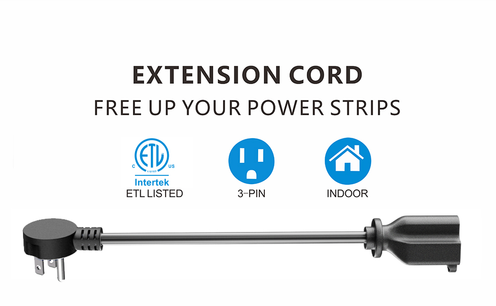 14 Gauge Flat Plug Extension Cord 15A 1875W 125V 14AWG SJTW