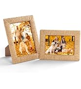 Graciadeco 5x7 Picture Frames Boho Decor Paper Cord Woven Handmade Natural Photo Frame for Tablet...