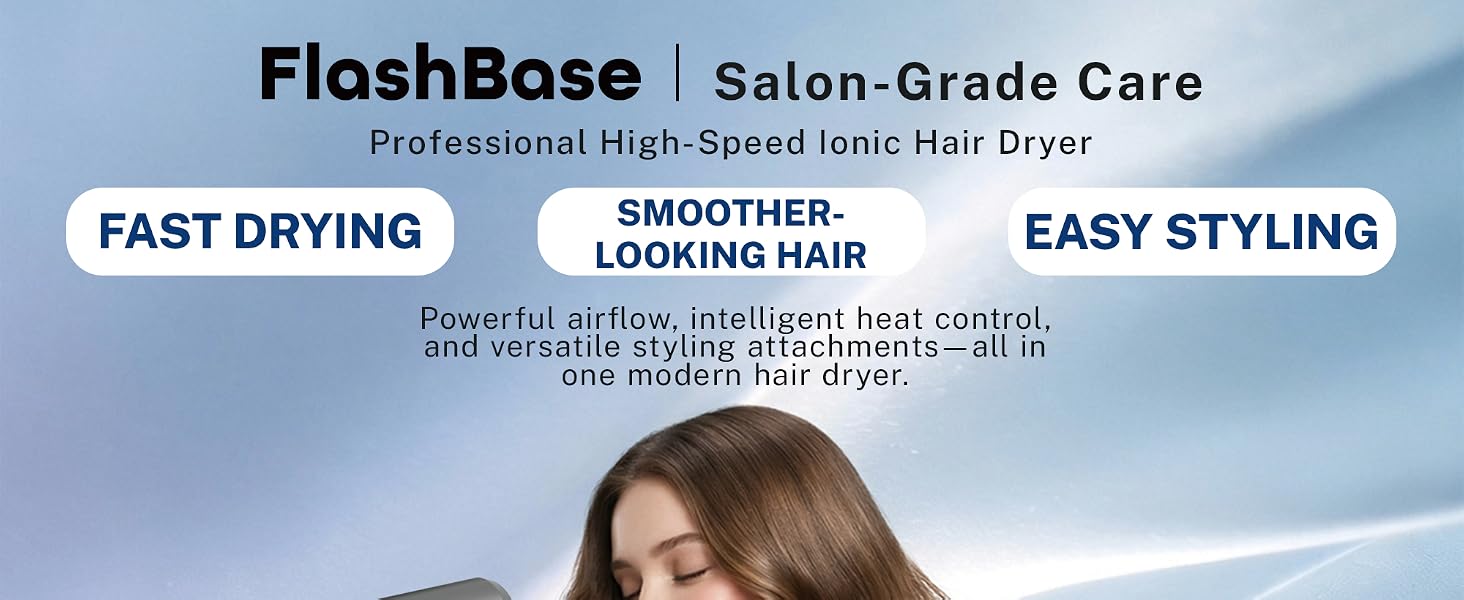 Professional high-speed ionic hair dryer for fast drying, frizz control, and styling