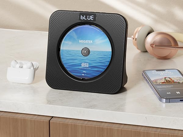 MEGATEK CP28BR Portable Desktop CD Player with Bluetooth Receiver and Transmitter