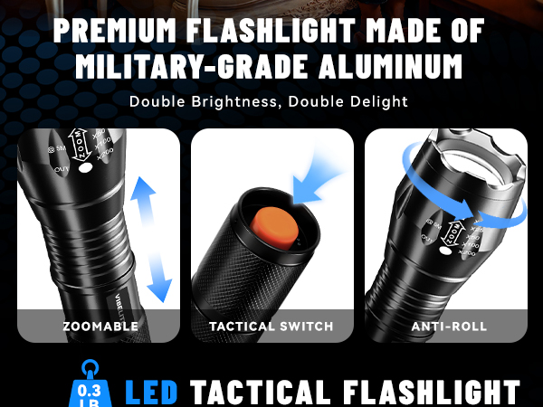 PREMIUM FLASHLIGHT MADE OF MILITARY-GRADE ALUMINUM