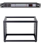 FMUSER 6U Open Frame Network Rack and 10-Outlet Power Sequencer Conditioner Bundle, Ideal for Aud...