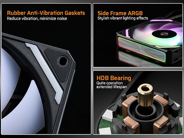 Addressable RGB Compatible wireless modular fan low noise quiet HDB bearing 