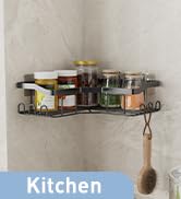 Corner shower caddy for kitchen