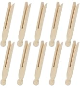Mcredy 10 Pcs Clothes Pins Traditional Wooden Laundry Clothesline Clips Simple Bag Clips for Hang...