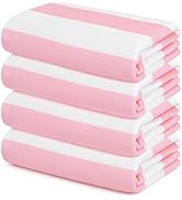 Touchat 4 Pack Beach Towels Cabana Stripe 280GSM Polyester Lightweight Quick-Dry Swim Pool Towel,...