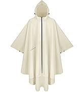 PTEROMY Hooded Rain Poncho for Adult with Zipper, Waterproof Lightweight Unisex Raincoat for Men ...