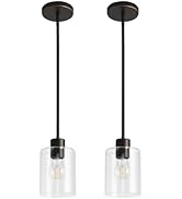 KLSS Brown and Gold Pendant Lights Kitchen Island - Clear Glass Pendant Light Fixture Multiple St...