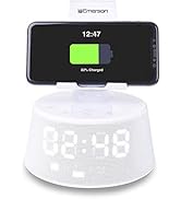 Emerson Docking Station with Wireless Charging, Bluetooth Speaker, Radio and Alarm Clock with Ext...