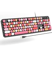 Atelus USB Wired Computer Keyboard - Retro Typewriter Keyboard - Full Size Office Keyboard with N...