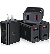 [4-Pack] Dual USB Wall Charger, Pofesun 2-Port 30W 2.4A/5V+QC3.0 Adaptive Fast Charging USB Charg...
