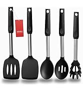 Silicone Spatula and Cooking Spoon,5 Pack Non-Stick Cooking Utensils for Kitchen,Heat Resistant S...