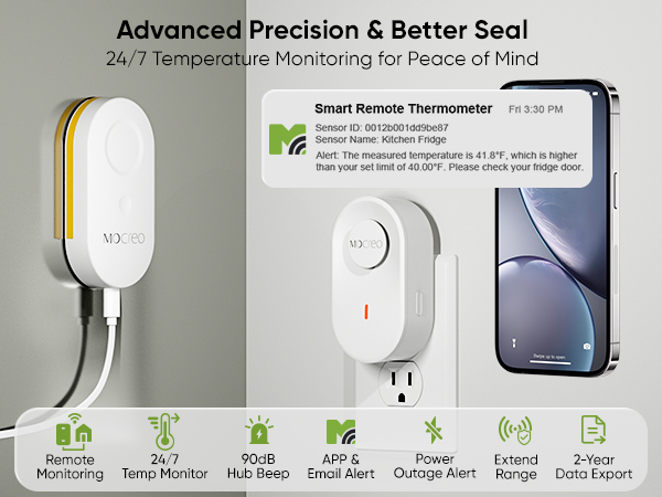WiFi Refrigerator Thermometer Freezer Alarm Remote Wireless Temperature Sensor for Home Kitchen