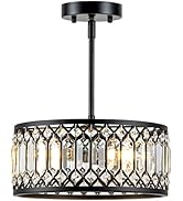Zlepmlla Crystal Black Ceiling Light, Modern Light Fixture Ceiling, Chandelier for Living Room Di...