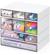 FODIENS Desk Storage Organizer with 9 Drawers, 4 Tiers Stackable Desktop Craft Storage Drawers, C...